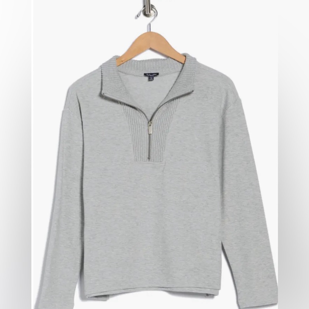 Splendid Half-Zip Grey Sweater Pullover Size Large - Picture 3 of 5